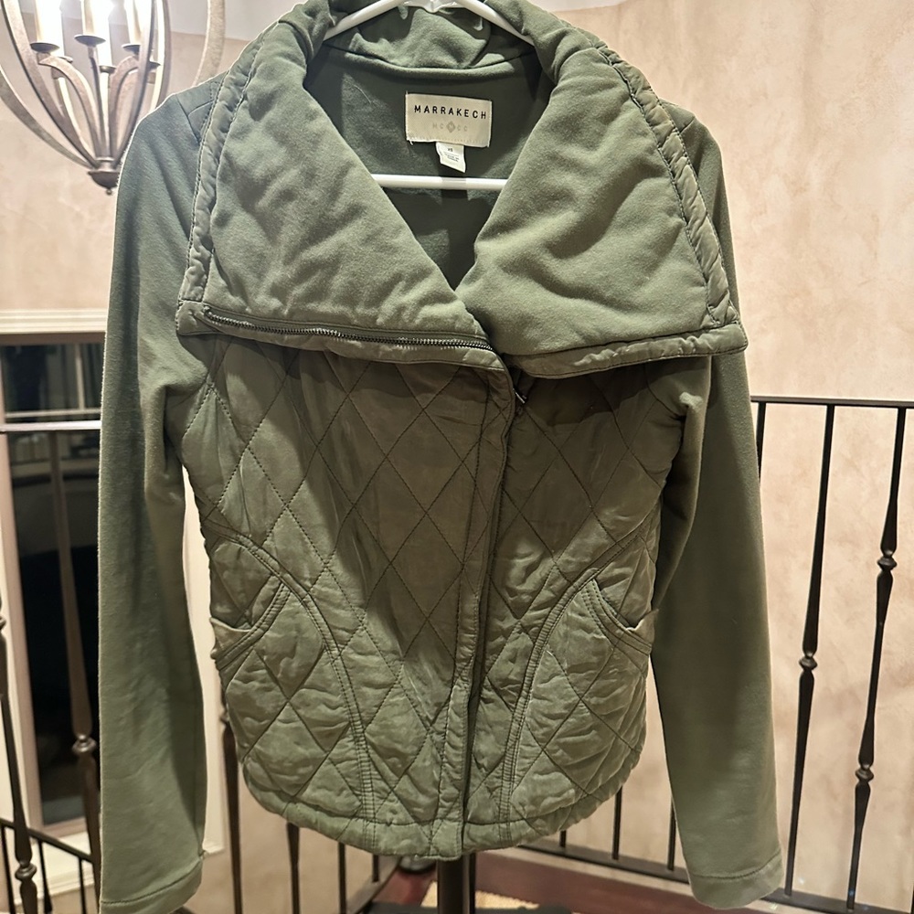 Marrakech olive green quilted zip up jacket xs